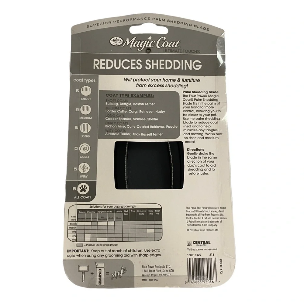 Four Paws Magic Coat Palm Control Shedding Tool‎ - Reduces Shedding NEW